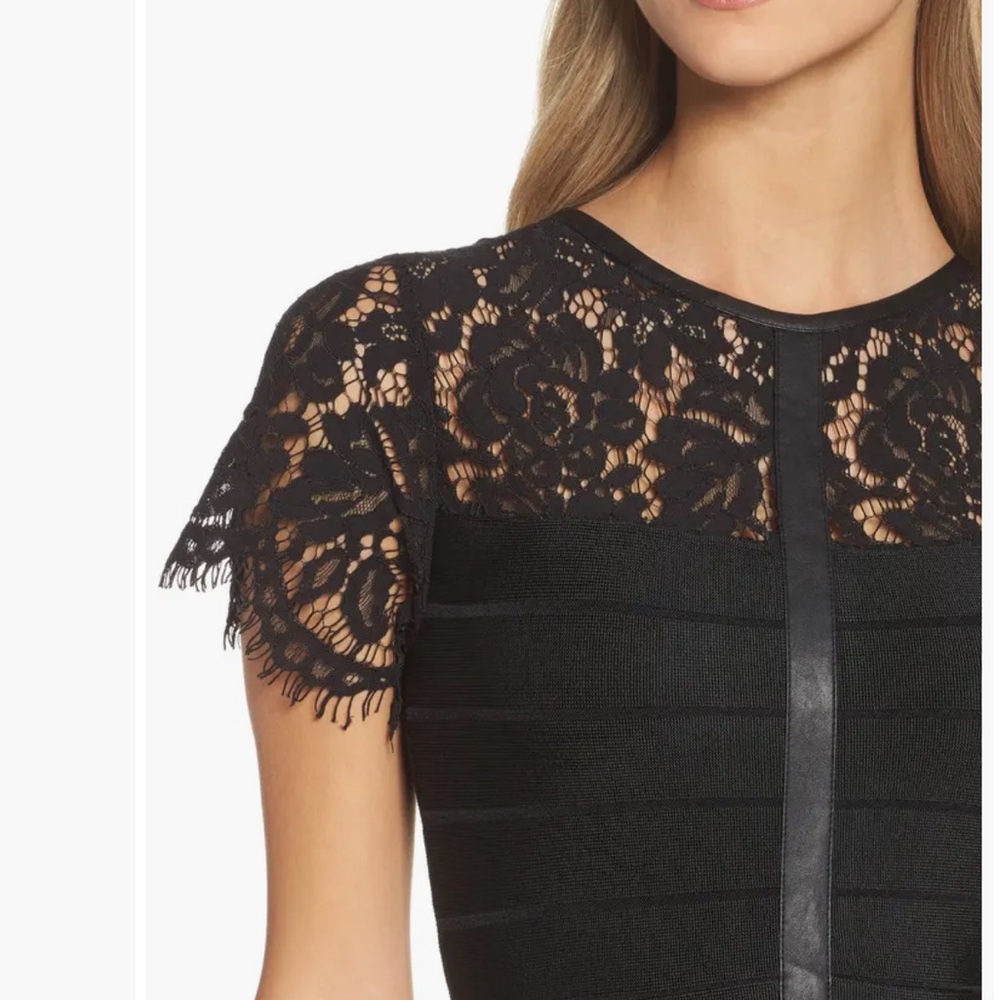 French Connection Shana Spotlight Black Lace Dress - Picture 2 of 5